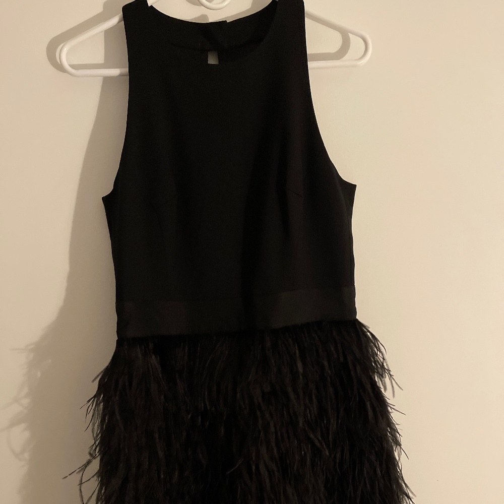 Milly feathered black dress